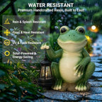 Solar Frog Garden Statue with LED Lantern, Waterproof Resin Figurine - Image 4