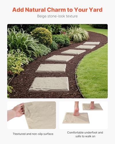 VEVOR Garden Stepping Stones, 8Pcs 15.5 x 15.5 in, Decorative Stepping Stones with Stakes, Weather-Resistant Plastic Pathway Pavers, Smooth Surface, Outdoor Walkway for Lawn Patio Landscape, Beige - Image 4