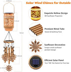 2 Pack Sunflower Solar Wind Chimes for Outside, Gifts for Mom Women Grandma Birthday Memorial Teacher, 32" Windchimes Outdoor Decor Hanging Solar Lantern for Garden Porch Patio Backyard - Image 2
