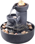 GOSSI Tabletop Water Fountain 2-Tier Indoor Waterfall Fountain with LED Light, Cobblestone & Glass Rolling Ball, Soothing Meditation Sounds for Office & Home Decor by GOSSI
