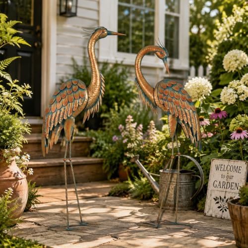 45.3" Heron Statues Outdoor,Extra-Large Metal Yard Art Set of 2 - Image 3