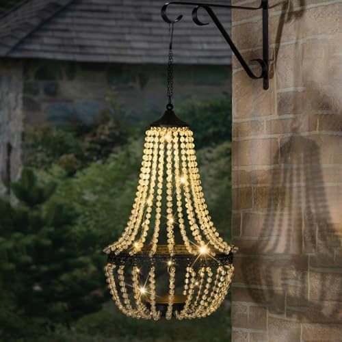 28" Hanging Solar Chandelier Outdoor Waterproof 30 LED Lantern - Image 5