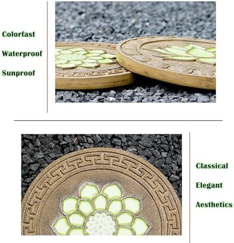 Glow in The Dark Round Stepping Stone Set, Outdoor Luminous Lotus Stepping Stone Path Pavers, Home Villa Garden Patio Stones for Decorative Ground - Image 6