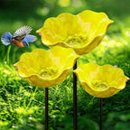 Metal Flower Garden Stakes with Bee Bath & Bird Water Bowl,Pollinator Watering Station,Hummingbird Bath Cup for Outdoor Yard Decor(Yellow,3PC) by Unknown