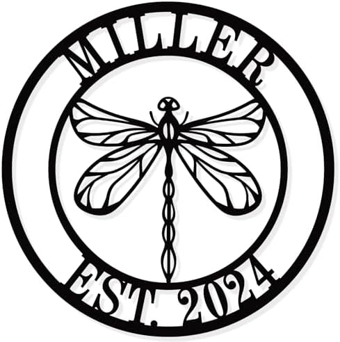 Custom Dragonfly Metal Sign, Tropical Dragonfly Garden Art, Metal Last Name Monogram, Garden Hanging Decoration, Gift For Her, Address Sign by HYTSIGN