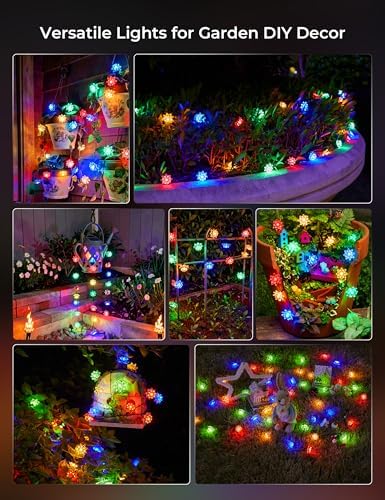 Brightown 2 Pack Flower Solar String Lights Outdoor Waterproof, Multicolor - Image 5