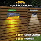 Bridika Solar Fence Lights, Fence Lights Fence Solar Lights Outdoor Waterproof Warm White & Daylight White LED Solar Lights for Backyard, Deck Railing, Stair Handrail and Wall (4 Packs, Plus Size) - Image 3
