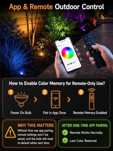 Gardenreet RGBCW MR16 LED Bulb, 12V Low Voltage Dimmable Halogen Replacement for Outdoor Landscape Lighting & Indoor Accent, Color Changing & Warm White, 5W GU5.3 Bi-Pin, Bluetooth Mesh 65ft, 6 Pack - Image 3
