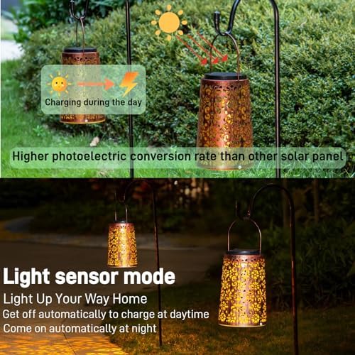 4 Pack Solar Hanging Lanterns Outdoor - Image 3