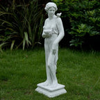 Outdoor Statue with Birdbath Bird Bath Bowl, Nymph Sculpture Goddess of Greek Mythology Roman Style for Patio Yard Lawn Porch Decor, Grey (Nymph) - Image 4