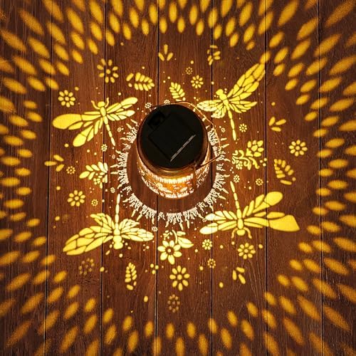 Dragonfly Solar Lanterns Outdoor with Shepherd Hook, Birthday Gift Mothers Day Gift for Women Mom Grandma Wife Daughter, Waterproof LED Hanging Lights, Decor for Yard Garden Patio Porch Lawn Tabletop - Image 3