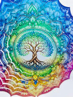 Shwing 12 Inch Wind Spinner Rainbow Tree of Life Hanging Decor Colorful Spiritual Metal Ornament Outdoor Kinetic Garden Art 3D Wind Spinner for Patio Porch Balcony Backyard Meditation Decoration - Image 3