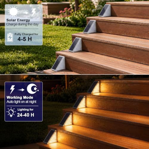 AUDLES Solar Step Lights for Outside 6 Pack, 28 LED 2 Brightness Modes - Image 2