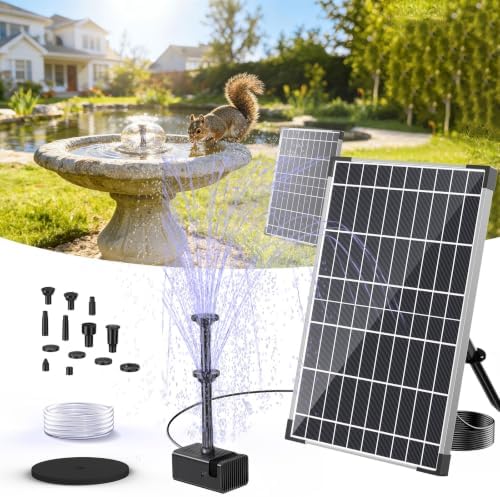 POPOSOAP 12W Solar Fountain Pump Built-in Battery Backup for Birdbath Pond by POPOSOAP