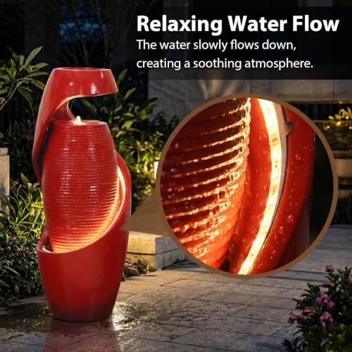 Sunlinua 30H Vase Outdoor Water Fountain with Smoothing Flow - Image 4