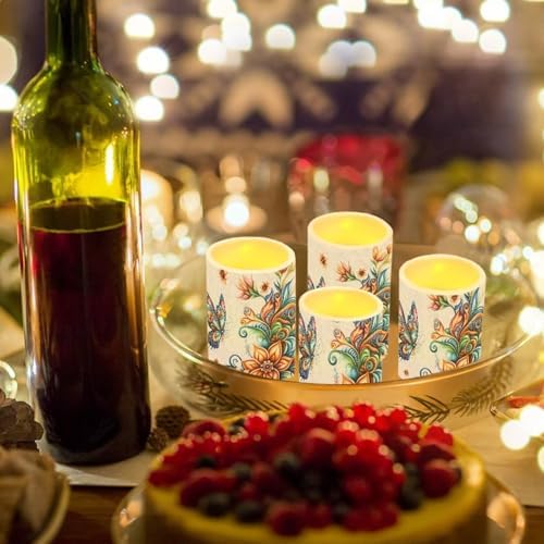 GLENLCWE Sunflower Butterfly Flameless Candles Battery Powered LED Candle with Remote Timer Color Changing Control Set of 4 for Indoor Outdoor Beach Wedding Coastal Home Decorations - Image 3
