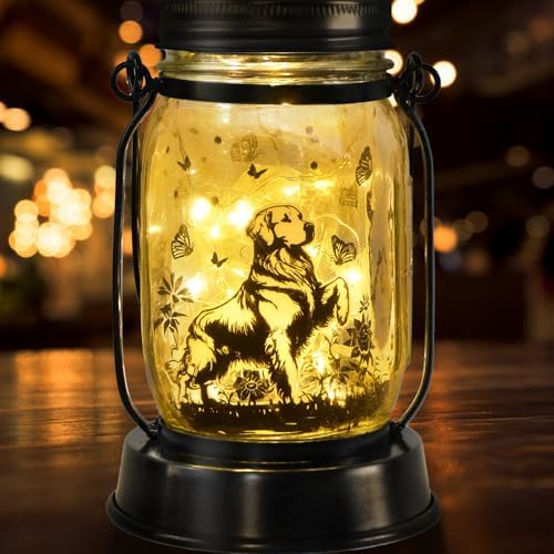 kyoryuger Golden Retriever Gifts for Women/Men Golden Retriever Solar Lanterns Dog Mom Birthday Dog Lover Lantern Pet Memorial Solar Garden Decor for Yard, Patio,Torches, Gifts for Mom by kyoryuger
