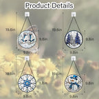 DASTOLL Stained Glass Window Hanging 4 Pcs Set White Winter Christmas Snow Scene 9.8" - Suncatcher Door Garden Sun Catcher Decor Birthday for Mom Woman Nana Men Friend Wife - Image 6