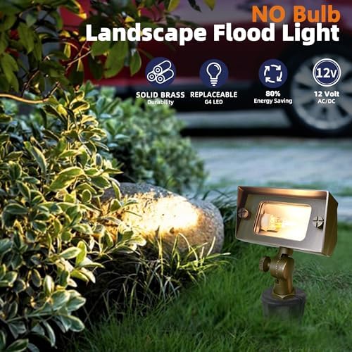 COLOER Cast Brass 12V Flood Light, Low Voltage Flood Light Outdoor with Adjustable Knuckle Mount, Without Bulb, Waterproof Landscape Lighting of Outdoor Wall, Garden or Yard (12-Pack Without Bulb) - Image 2
