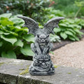 OLOMA Sitting on Skull Winged Gargoyle Concrete Statue Gothic Beast Garden Outdoor Sculpture Cement Mythical Creature Creepy Garden Decor Lawn Patio Porch Halloween Accent by OLOMA