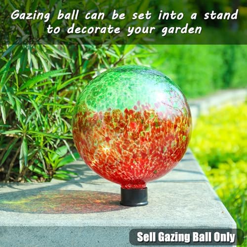 VCUTEKA Gazing Ball, Glass Gazing Balls Garden Globe Outdoor Decor 10" Red - Image 3