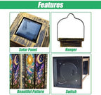 Solar Hanging Lantern Sun Moon Stained Glass Floral Gothic Window Celestial Night Sky Ornate Waterproof LED Lights Decor Patio Yard Lawn Porch Lamp, Birthday Gift for Mom Women Garden Outdoor Decor - Image 3