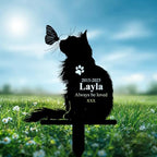 Custom Longhair Cat Memorial Stake, Always Be Loved Cat with Butterfly Grave Marker, Personalized Pet Loss Gift Metal Garden Plaque (Cat With Butterfly) - Image 4