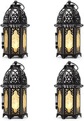 IMAGE Metal Candle Lanterns 6.7" H Hanging Lanterns Moroccan Birdcage Holders with Glass Creative Wedding Home Tabletop Decoration, Black (4) by IMAGE