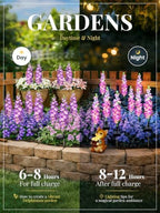 GIGALUMI 3 Pack Solar Delphinium Flowers Outdoor, 2 Modes, Purple - Image 4