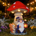 Solar Gnome and Squirrel Statue Under Mushroom Garden Decor, Garden Gnomes Outdoor Statue with Solar Lantern for Yard Patio Lawn Decor, Unique Birthday Gifts for Mom Women Grandma by ElevateYourOutdoorGallery