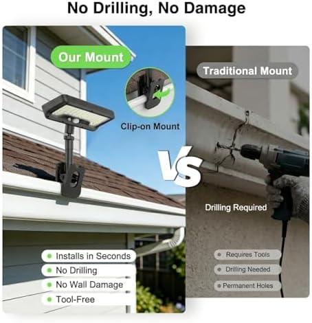 iMaihom Clip On Solar Lights Outdoor with Motion Sensor, 92 LED 600LM Solar Fence Lights, Warm/Neutral/Cool White, 360° Adjustable, IP65 Waterproof Security Light for Deck, Gutter, Porch (4, Black) - Image 6