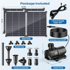 Antfraer 120W Solar Pond Pump, Solar Water Pump with 1600GPH Adjustable Flow & Dry-Run Protection, Solar Water Fountain Pump & Dual Solar Panels for Outdoor Pond Garden Waterfall Water Features - Image 6