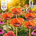 Metal Flower Garden Stakes, Mini Bird Bath and Bee Watering Station with Detachable Copper-Tone Stake, Shallow Alloy Flower Bowl for Garden Yard Patio Butterfly Puddler Decor Gift (Orange, 5 Pcs) by Unknown