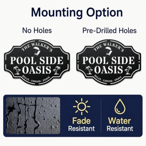Personalized Swimming Pool Metal Sign, Custom Family Poolside Oasis Sign, Custom Pool Sign, Patio Decor, Backyard Decor - Image 5