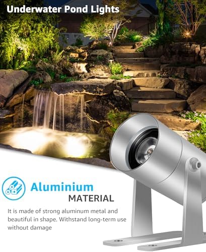 SUNVIE Pond Lights LED Underwater Submersible 12-24V AC/DC Fountain Lights Submersible Outdoor LED 3W Underwater Pond Light for Outdoor Ponds Fountains, IP68 Waterproof Warm White Fountain Ponds Light - Image 5