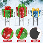 Drydiet 3 Pack Metal Christmas Yard Signs Decor Xmas Yard Stakes Outdoor with Stakes for Holiday Outdoor Garden Lawn Pathway Decoration(Gift Boxes) - Image 2