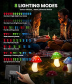 BITPOTT Solar Led Mushroom Garden Lights, 9 Pack, 8 Modes, Multicolor, IP65 - Image 3