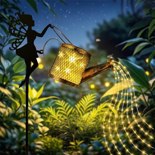 Solar Watering Can Lights, Outdoor Solar Lantern Fairy Lights, Waterproof Hanging Solar Lights for Patio Yard Porch Lawn Decor, Warm White by Unknown