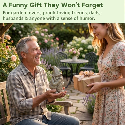 Lyeasw Solar Funny Garden Gnomes Statue - Gnomes for Dad - Waterproof Outdoor Garden Sculpture Light for Yard, Porch, Patio & Balcony - Birthday Gift for Mom, Grandma & Garden Lovers - Image 5