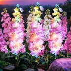 GIGALUMI 3 Pack Solar Delphinium Flowers Outdoor, 2 Modes, Pink by GIGALUMI