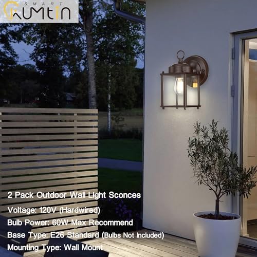 Outdoor Wall Light Fixture, Metal Glass, Bronze, 4 Pack - Image 7