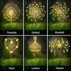 Maleyt 6 Pack Solar Garden Lights, Firework Lights, Decorative, 8 Lighting Modes with Remote 120 LED Twinkling Waterproof Landscape Outdoor Decor, for Pathway Backyard Walkway Patio (Warm White) - Image 2