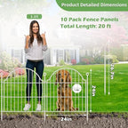 10 Panels No Dig Decorative Garden Fence for Yard, 24in(H) x 20ft(L), White - Image 2