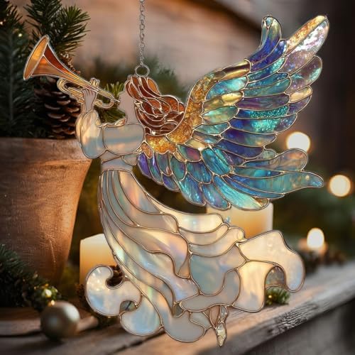 Whistle Angel Mosaic Style Tiffany Effect Acrylic Suncatcher - Image 5