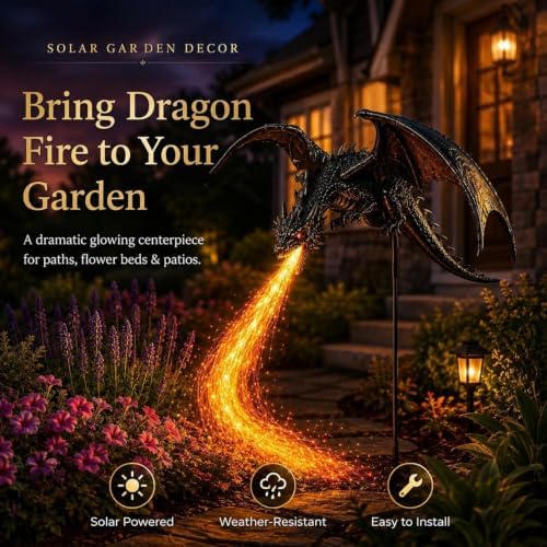 Solar Dragon Fire Garden Light, Dragon Garden Stake Outdoor Decor (1Pcs) - Image 4
