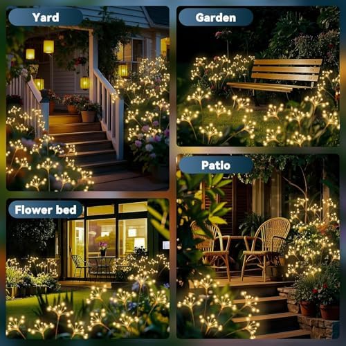 Solar Garden Lights 6 Pack Waterproof Solar Swaying Starburst Light Outdoor Lights for Yard Patio Walkway Pathway Party Wedding Christmas Decorative, Warm White - Image 6