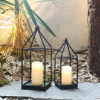 Lantern Decorative Indoor&Outdoor, 18’’&14’’ Large Black Metal Candle Lanterns Decor, Vintage Hanging Holders for Home Porch Wedding Centerpiece, Spring Farmhouse Decorations - Image 4