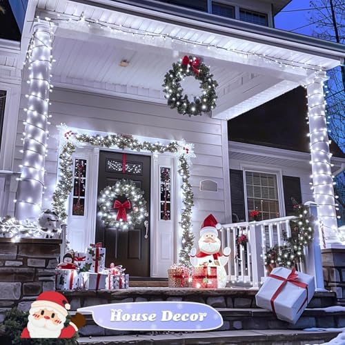 JMEXSUSS 600 LED Solar Christmas Lights, 206.7ft Solar String Lights, White - Image 6