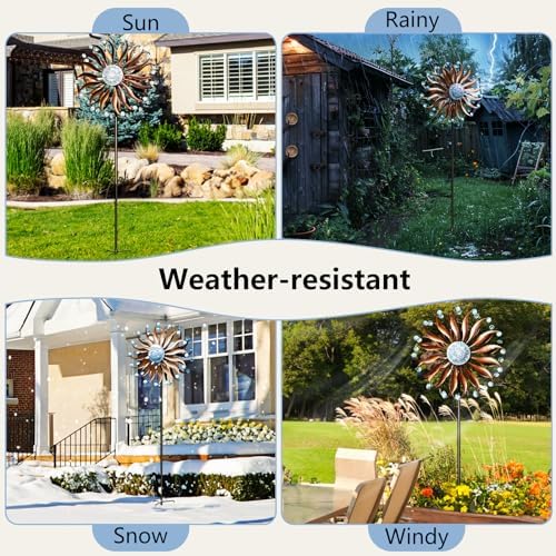 Lariander Wind Spinners Outdoor Metal Large with Stake- 84'' Wind Spinners for Yard and Garden - Windmill for Yard - Ideal Gift Metal Yard Art for Family, Friends, Garden Lovers (Willow Leaf) - Image 6