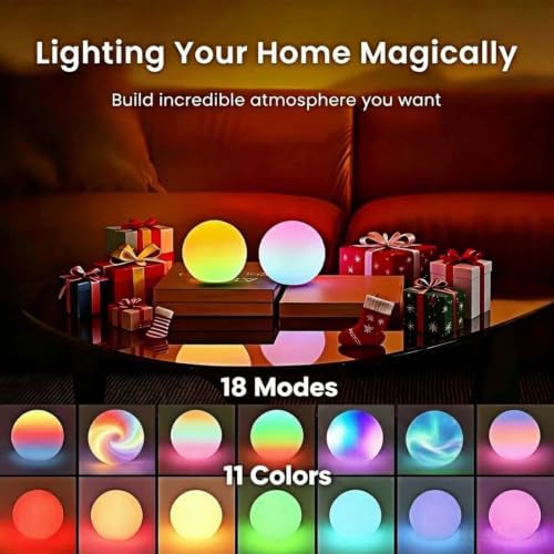 LOFTEK 3-inch Rechargeable LED Ball Lights, Sphere Night Light, 2 Pack - Image 2